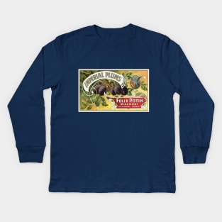 Vintage Imperial Plums Fruit Crate Label Kids Long Sleeve T-Shirt